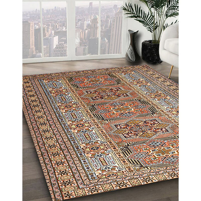 Machine Washable Traditional Dark Sienna Brown Rug in a Family Room, wshtr1491