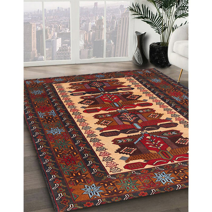 Traditional Saffron Red Persian Rug in Family Room, tr1492