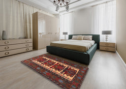 Traditional Saffron Red Persian Rug in a Bedroom, tr1492