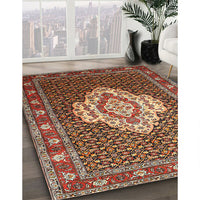 Traditional Saffron Red Medallion Rug, tr1495