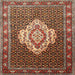 Square Traditional Saffron Red Medallion Rug, tr1495