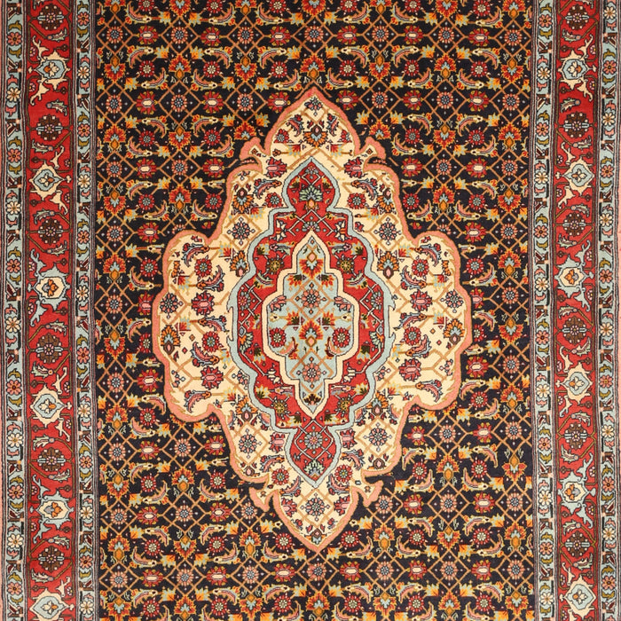 Traditional Saffron Red Medallion Rug, tr1495
