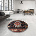 Round Machine Washable Traditional Brown Rug in a Office, wshtr1497