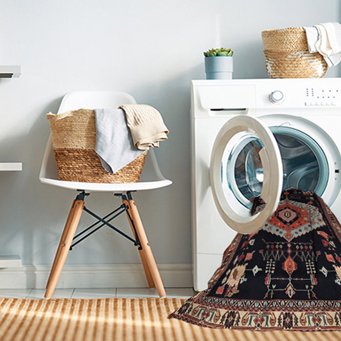 Machine Washable Traditional Brown Rug in a Washing Machine, wshtr1497