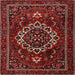 Square Traditional Chestnut Brown Medallion Rug, tr1498