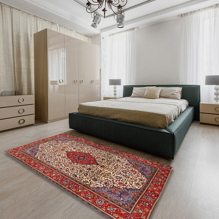 Traditional Red Persian Rug in a Bedroom, tr1499