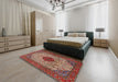 Machine Washable Traditional Tomato Red Rug in a Bedroom, wshtr1499