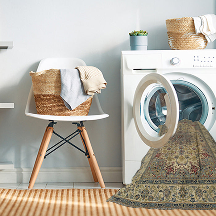 Machine Washable Traditional Brown Rug in a Washing Machine, wshtr149