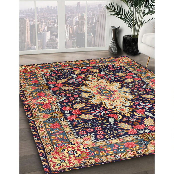 Traditional Camel Brown Persian Rug in Family Room, tr1500