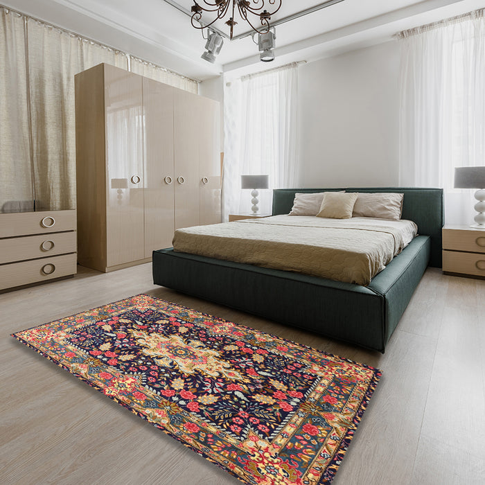 Traditional Camel Brown Persian Rug in a Bedroom, tr1500