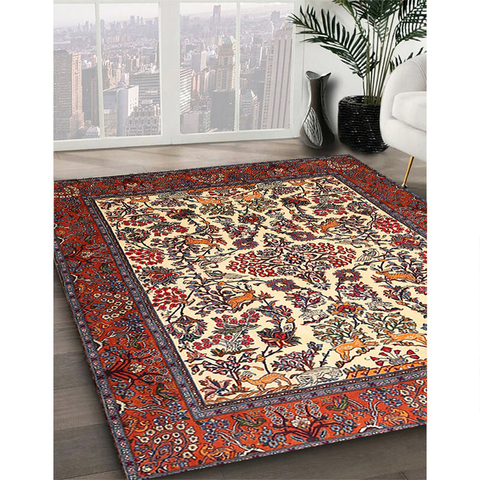 Machine Washable Traditional Saffron Red Rug in a Family Room, wshtr1502