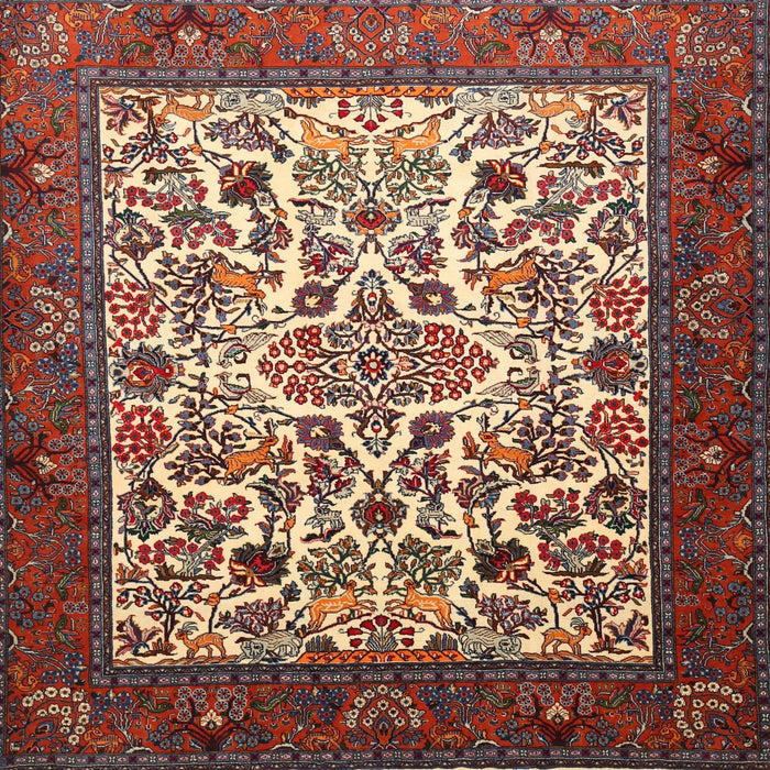 Round Machine Washable Traditional Saffron Red Rug, wshtr1502