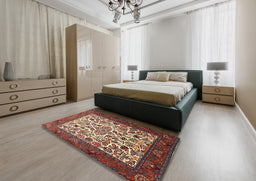 Traditional Saffron Red Persian Rug in a Bedroom, tr1502