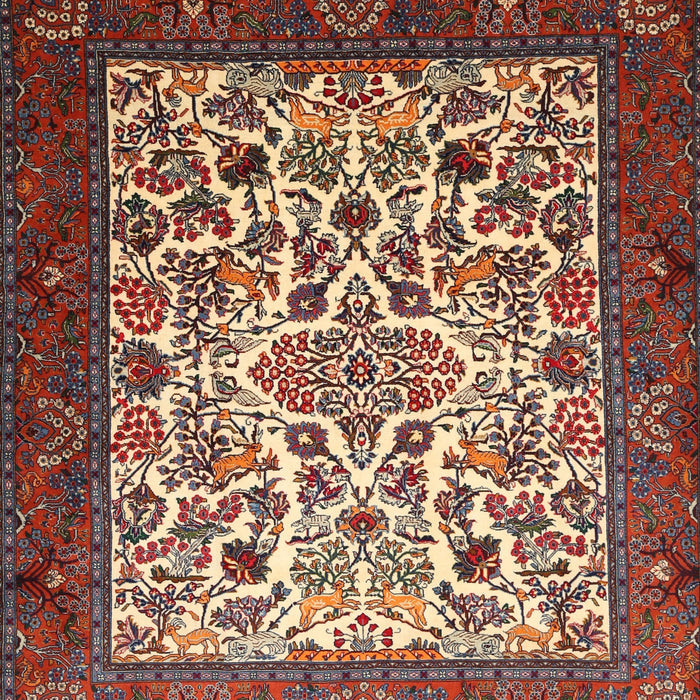 Machine Washable Traditional Saffron Red Rug, wshtr1502