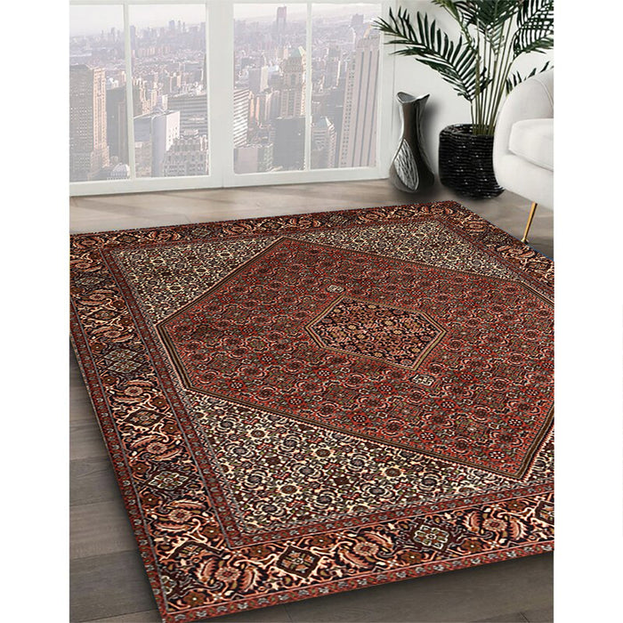 Traditional Gold Brown Persian Rug in Family Room, tr1503