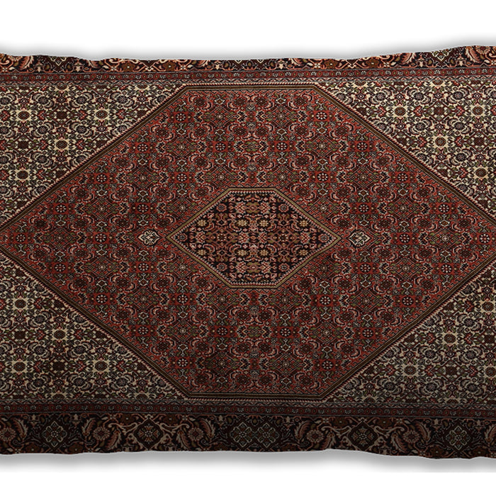 Traditional Classic Rectangular Petra Gold Brown Lumbar Throw Pillow, 13 inch by 19 inch, lbtr1503