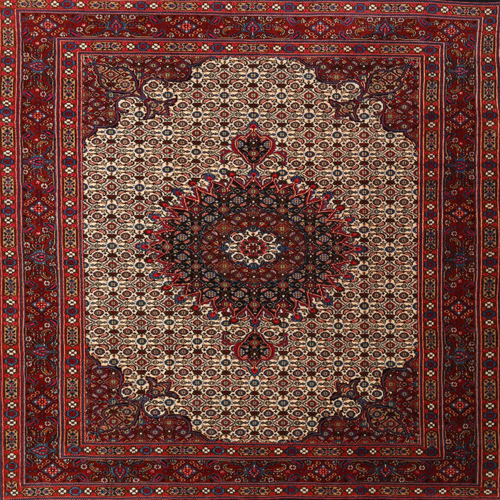 Square Traditional Dark Gold Brown Medallion Rug, tr1504