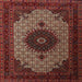 Square Traditional Dark Gold Brown Medallion Rug, tr1504