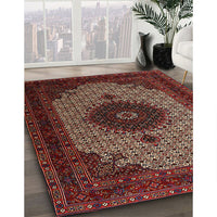 Traditional Dark Gold Brown Medallion Rug, tr1504