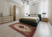 Traditional Light Copper Gold Medallion Rug in a Bedroom, tr1505