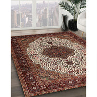 Traditional Light Copper Gold Medallion Rug, tr1505