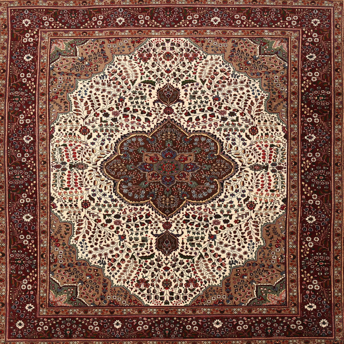 Square Traditional Light Copper Gold Medallion Rug, tr1505