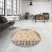 Round Machine Washable Traditional Rosy Pink Rug in a Office, wshtr1508