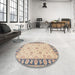 Round Traditional Pink Oriental Rug in a Office, tr1508