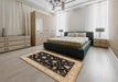 Traditional Burgundy Brown Persian Rug in a Bedroom, tr1509
