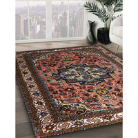 Traditional Dark Almond Brown Medallion Rug, tr1510