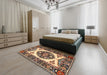 Machine Washable Traditional Red Brown Rug in a Bedroom, wshtr1512