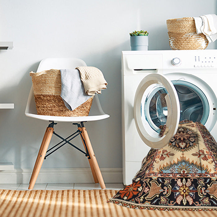 Machine Washable Traditional Red Brown Rug in a Washing Machine, wshtr1512