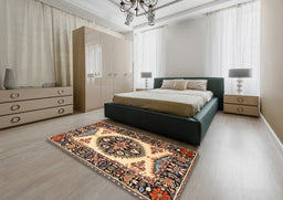 Traditional Red Brown Persian Rug in a Bedroom, tr1512
