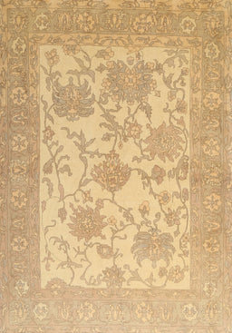 Machine Washable Traditional Yellow Rug, wshtr1513