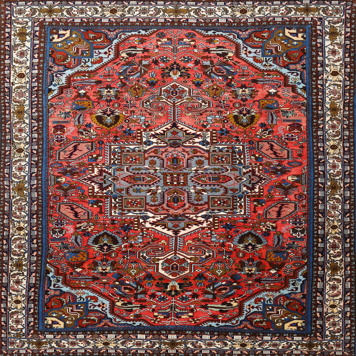 Square Traditional Saffron Red Medallion Rug, tr1514