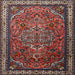 Square Traditional Saffron Red Medallion Rug, tr1514