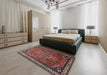 Traditional Saffron Red Medallion Rug in a Bedroom, tr1514