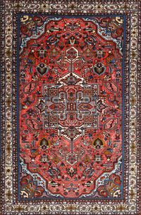 Machine Washable Traditional Saffron Red Rug, wshtr1514