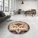 Round Machine Washable Traditional Brown Rug in a Office, wshtr1515