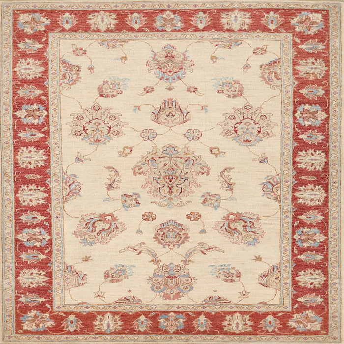 Square Traditional Deep Peach Orange Oriental Rug, tr1518