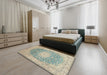 Traditional Brown Medallion Rug in a Bedroom, tr151