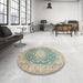 Round Machine Washable Traditional Brown Rug in a Office, wshtr151
