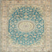 Square Traditional Brown Medallion Rug, tr151