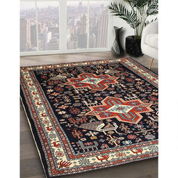 Traditional Dark Scarlet Red Persian Rug in Family Room, tr1520