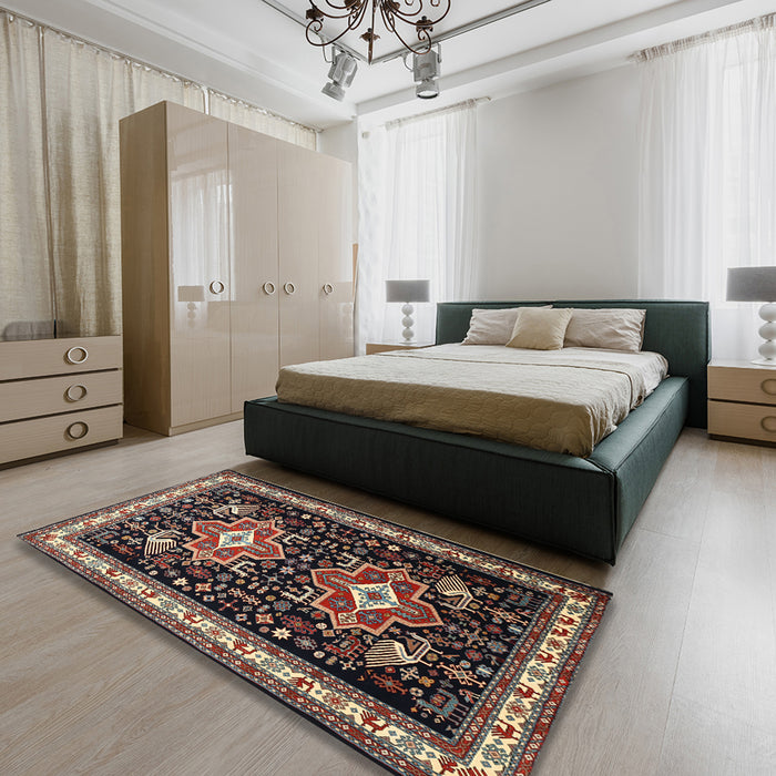 Machine Washable Traditional Dark Scarlet Red Rug in a Bedroom, wshtr1520
