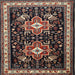 Square Traditional Dark Scarlet Red Persian Rug, tr1520