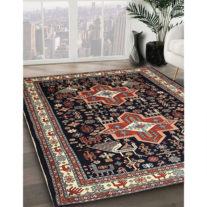Traditional Dark Scarlet Red Persian Rug in Family Room, tr1520