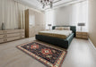 Traditional Dark Scarlet Red Persian Rug in a Bedroom, tr1520