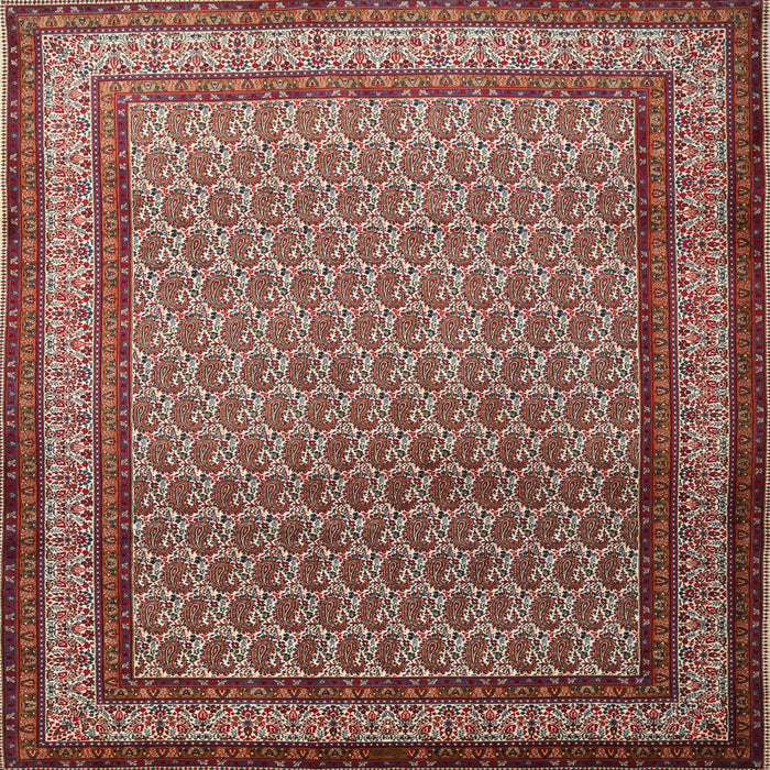 Square Traditional Saffron Red Persian Rug, tr1521
