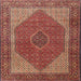 Round Machine Washable Traditional Saffron Red Rug, wshtr1522